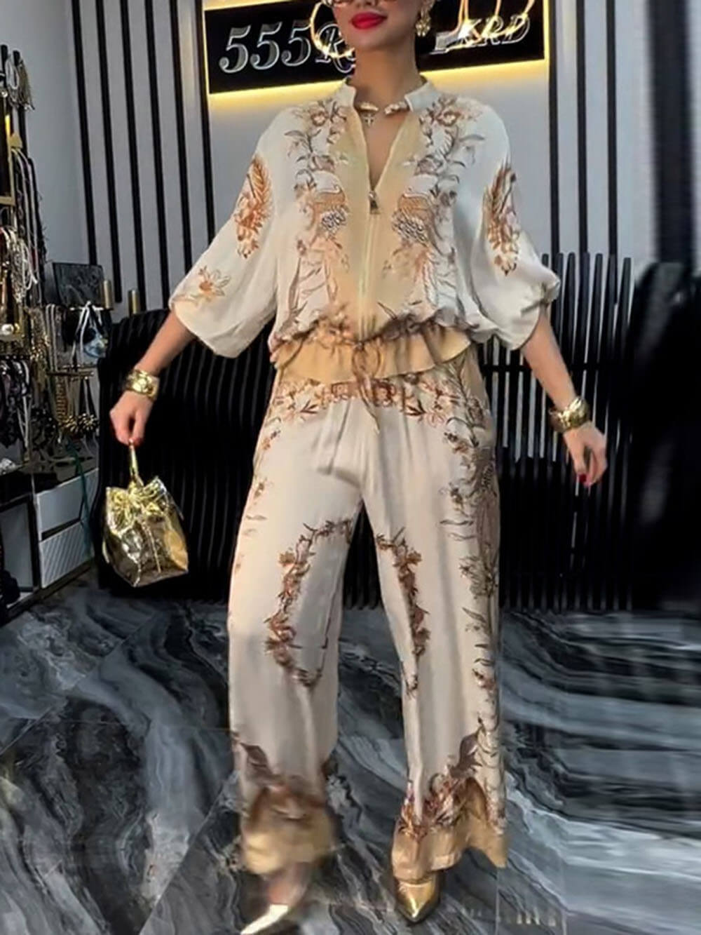 Floral Print Baseball Jacket