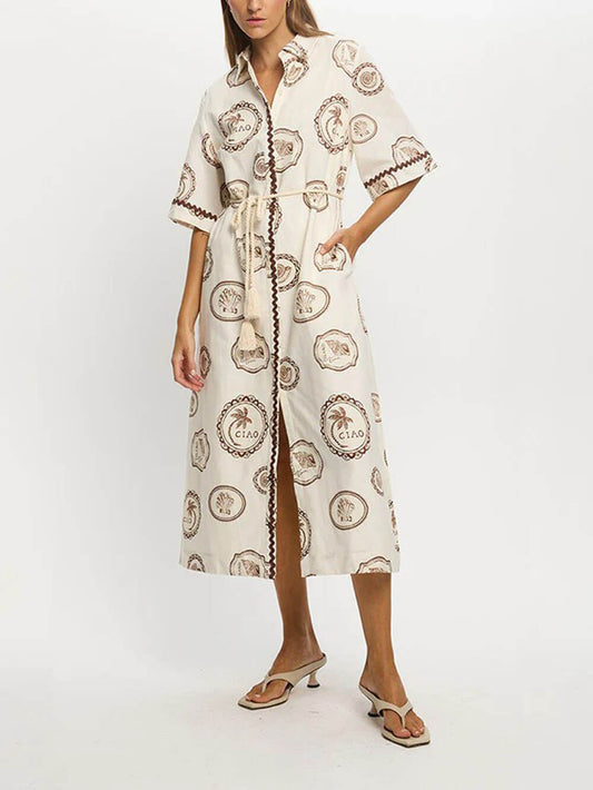 Casual Long Shirt Open Front Dress