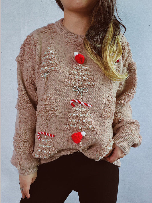 Flocked Christmas Tree Sweater