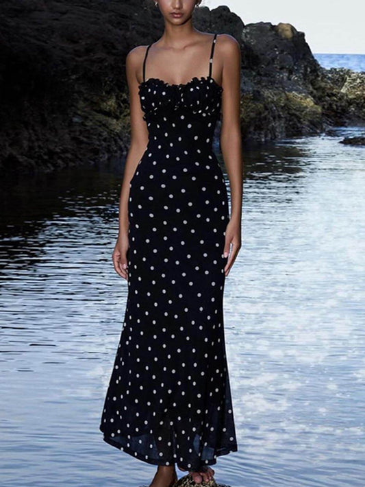 Chic Bodycon Backless Polka Dot Cami Dress
