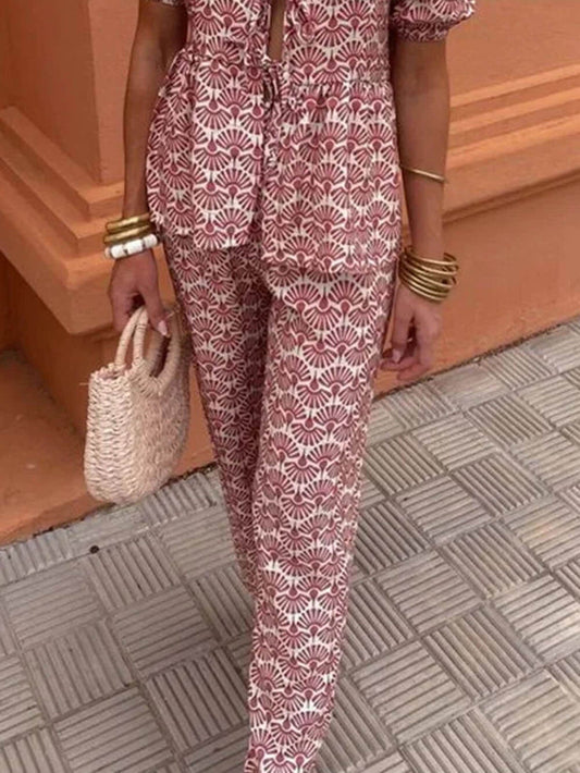 Floral Print Elastic Loose Pants