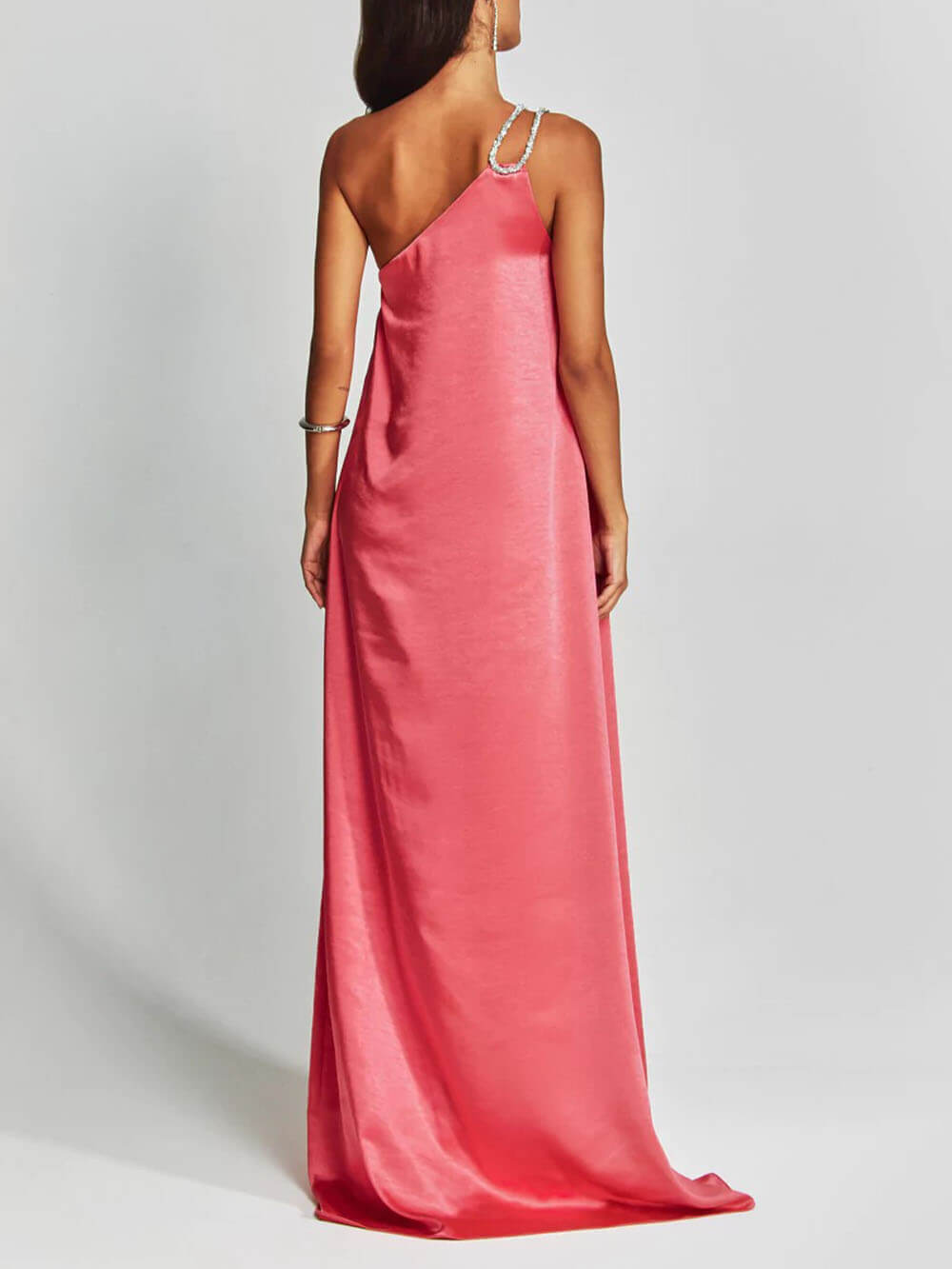 Charming Satin One Shoulder Loose Maxi Dress