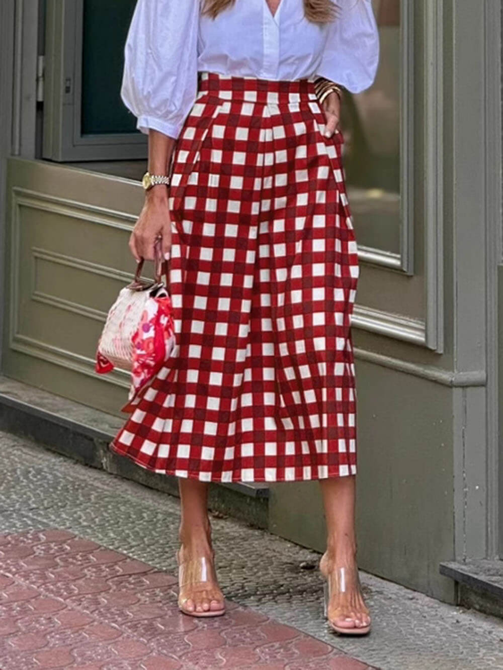 Plaid High Waist Maxi Skirt