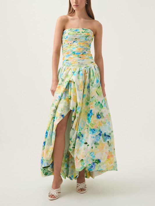 Waist-Tied Slimming Sexy Slit Sleeveless Maxi Dress