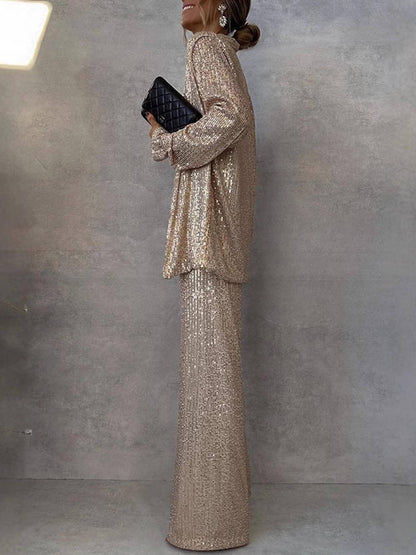 Sequin Wide‑Leg Party Trousers