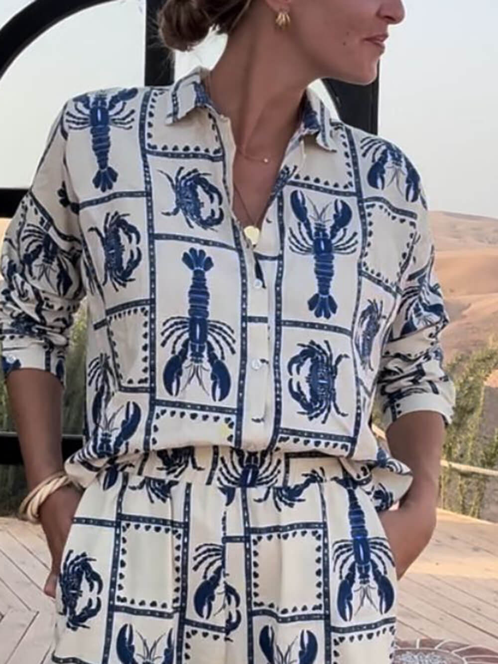 Lobster Print Loose Shirt