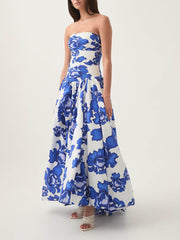 Chic Casual Elegant Waist-Tied Strapless High-Waist Ruched Dress