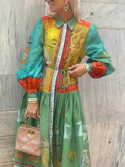 Casual Loose Fit Puff Sleeve Dress