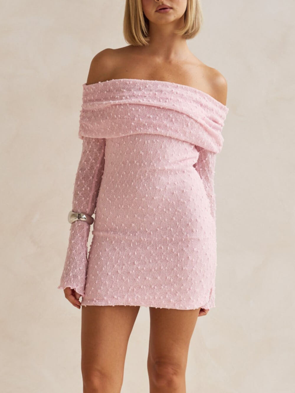 Sexy Knit Hollow Off-Shoulder Mini Dress