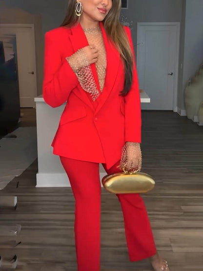 Single Button Blazer and Pants Set