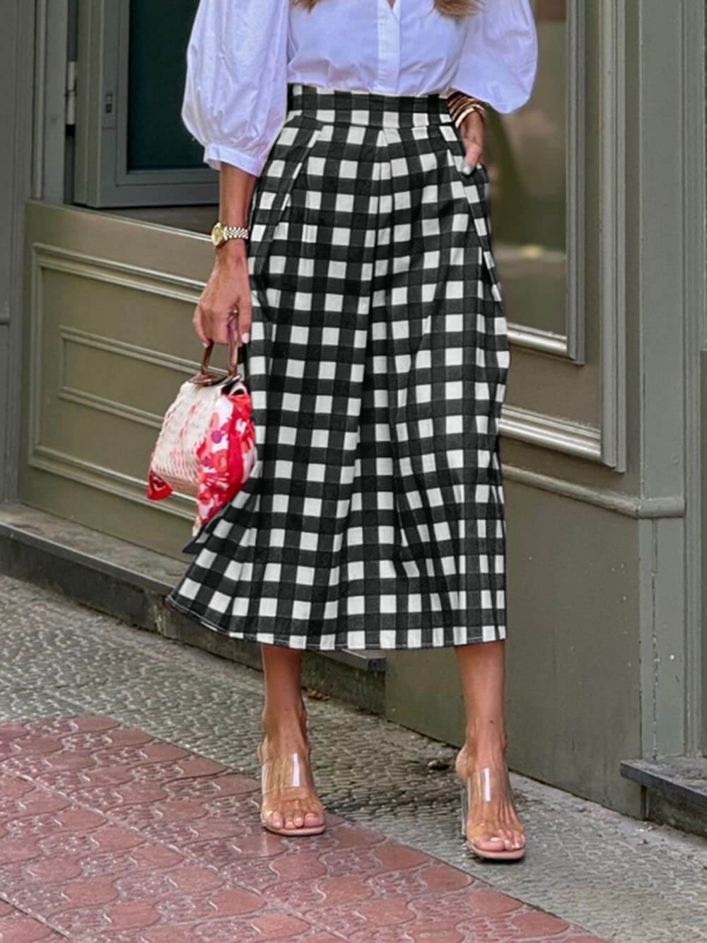 Plaid High Waist Maxi Skirt