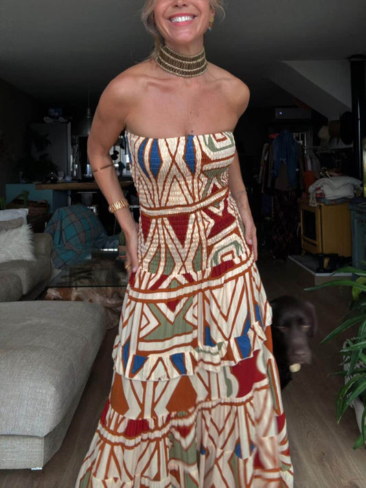 Vintage Bohemian High-Waist Cami Dress
