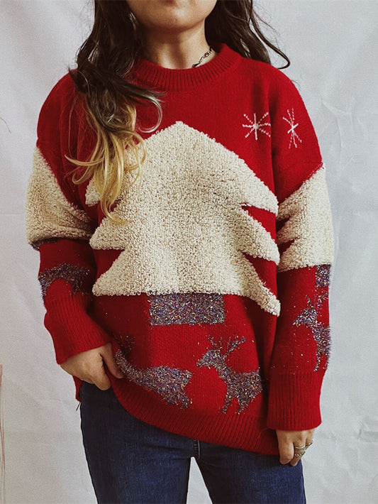 Round Neck Holiday Knit Sweater