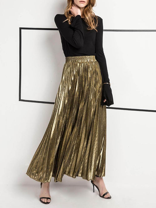 Retro Pleated A-Line Skirt