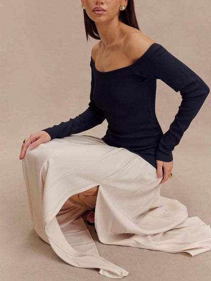 French Vintage Slit Fitted Dress