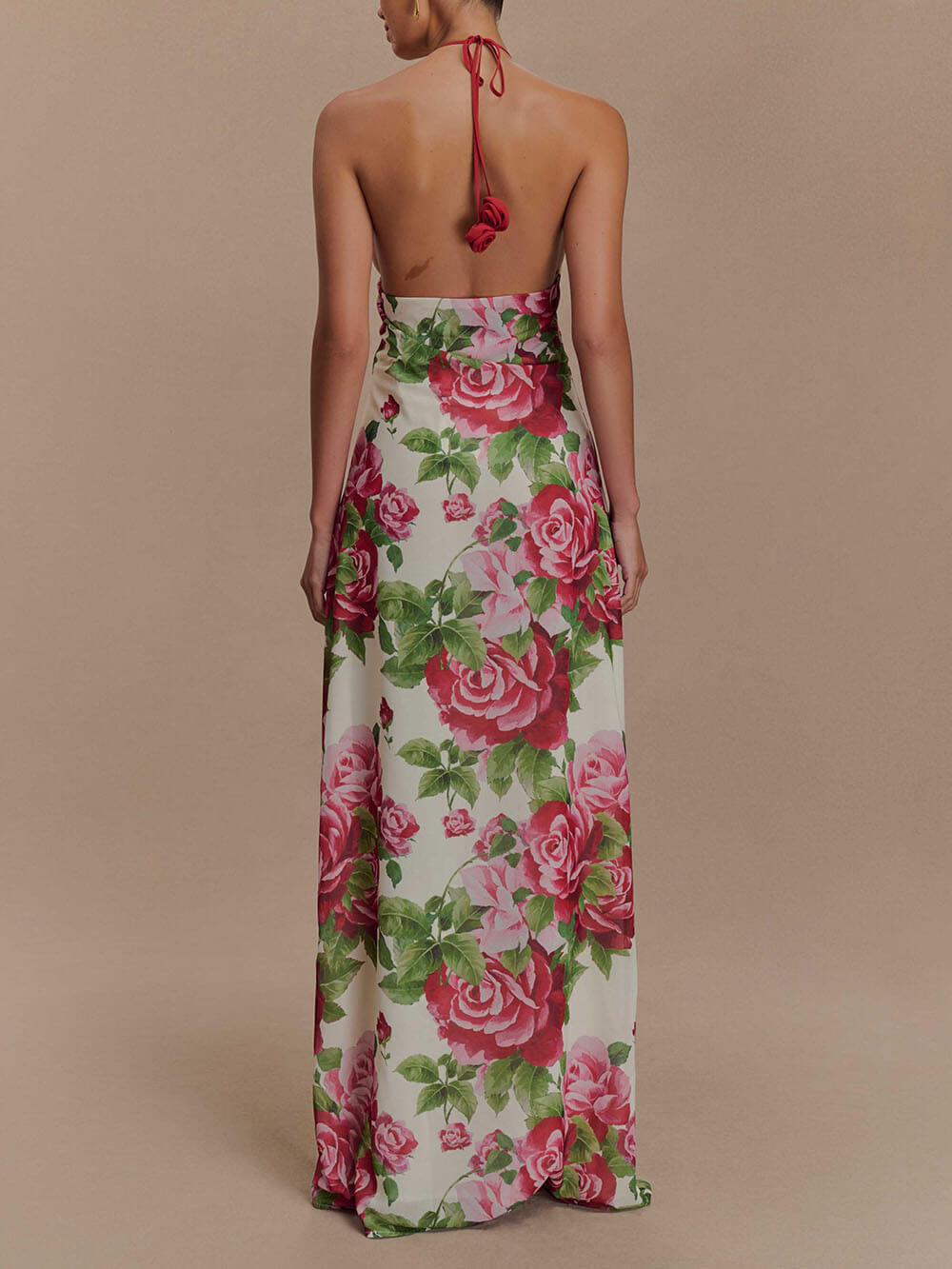 3D Flower Off-Shoulder Floral Maxi Dress