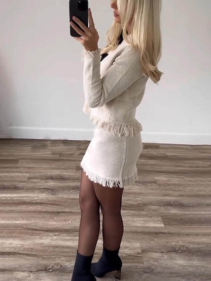 Knitted Bow Jacket Two-piece Set