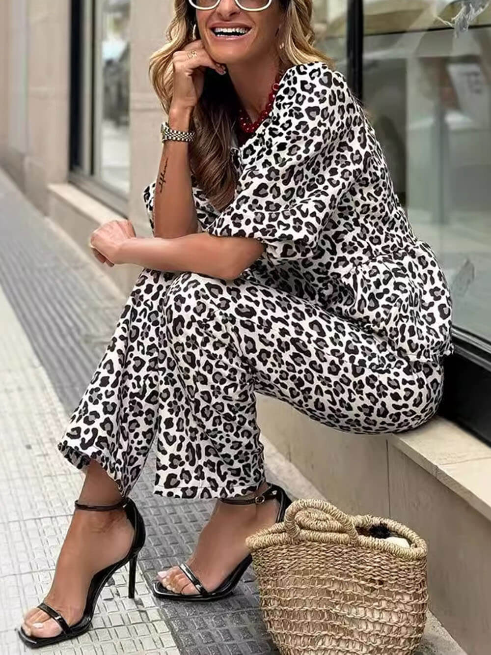 Casual Leopard Print Two-piece Set