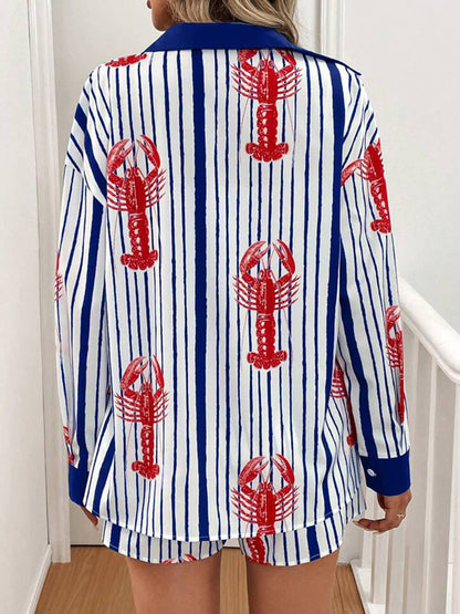 Lobster Print Button Shirt Set