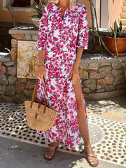 V-Neck Bohemian Print Maxi Dress