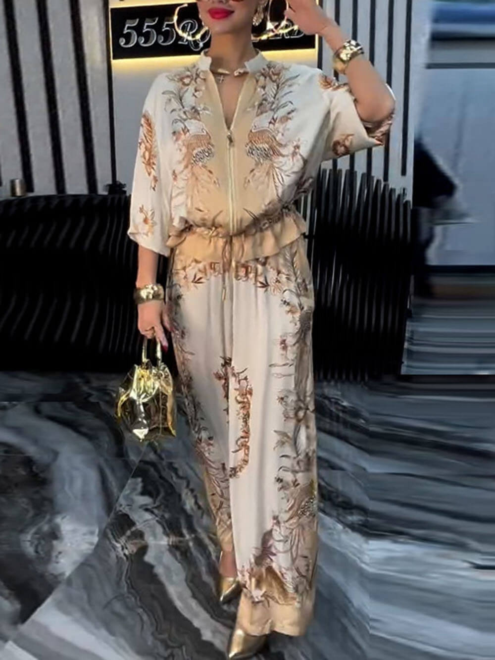 Floral Print Baseball Jacket