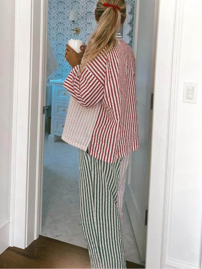 Colorblock Stripe Pajama Set
