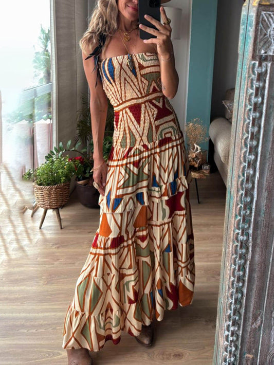 Vintage Bohemian High-Waist Cami Dress