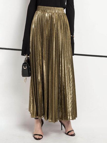 Retro Pleated A-Line Skirt