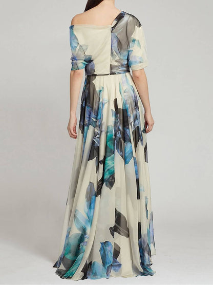 Lace-up Lolita Flared Print Dress