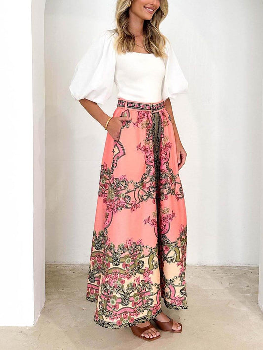 Boho Print Long Skirt