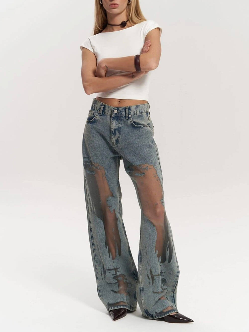 Sheer Denim Pants