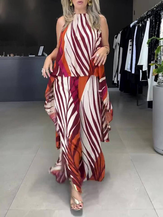 Placement Print Sleeveless Top Set