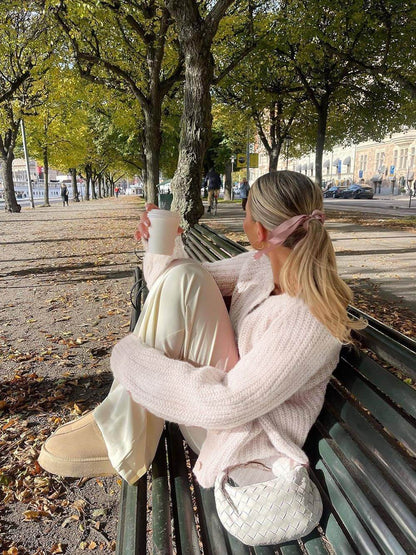 Solid Color Loose Knit Cardigan
