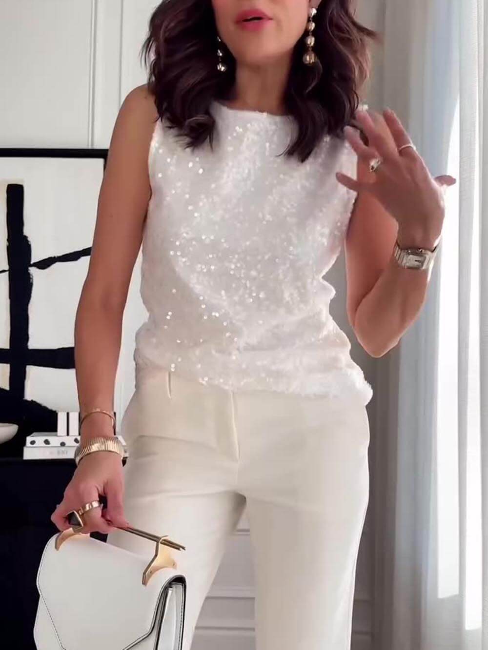 Sequin Sleeveless Tank Top