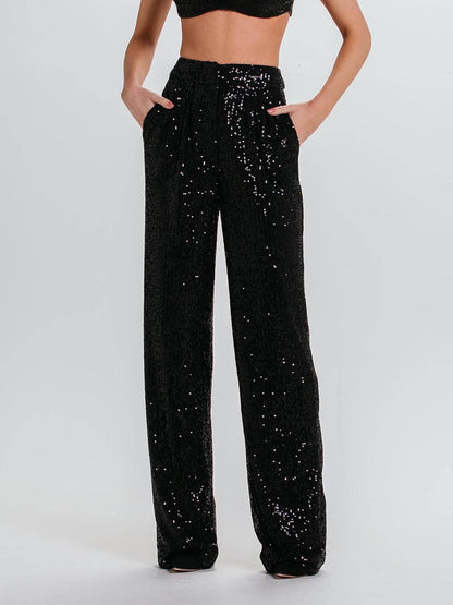 Classic Fashion Sequin High Waist Pocket Pants