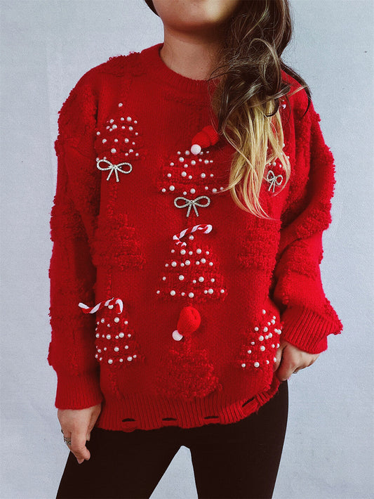 Flocked Christmas Tree Sweater