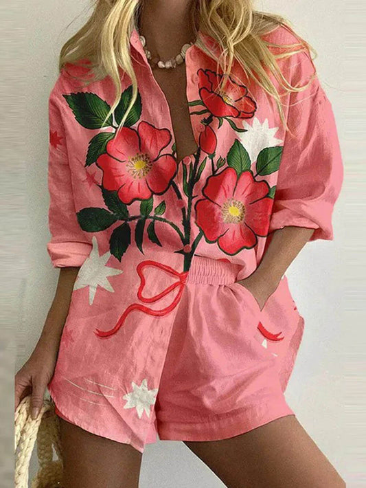 Lobster Print Button Shirt Set