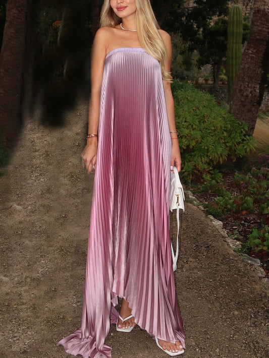 Elegant Sleeveless Strapless Mermaid Pleated Dress