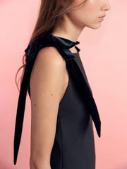 Bow Strap Straight Neckline Mini Dress