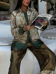 Paisley Print Elastic Waist Pants