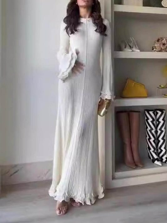 Ruched Backless Long Sleeve Dress