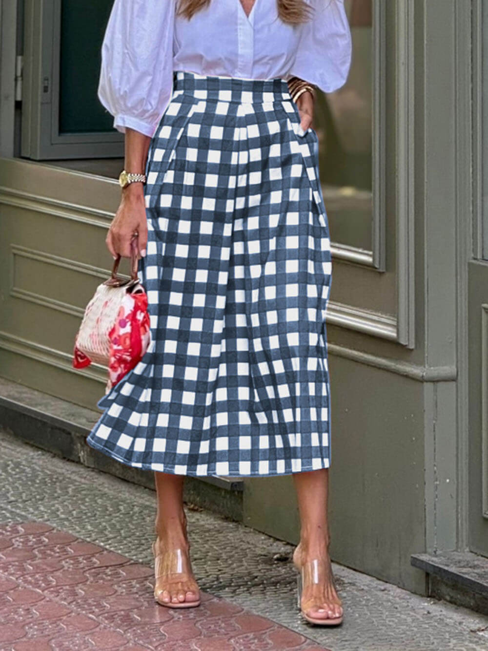 Plaid High Waist Maxi Skirt