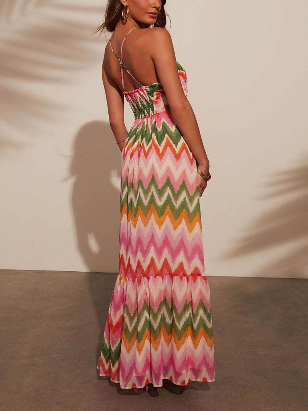 Color-Blocked Sexy Cami Flared Dress