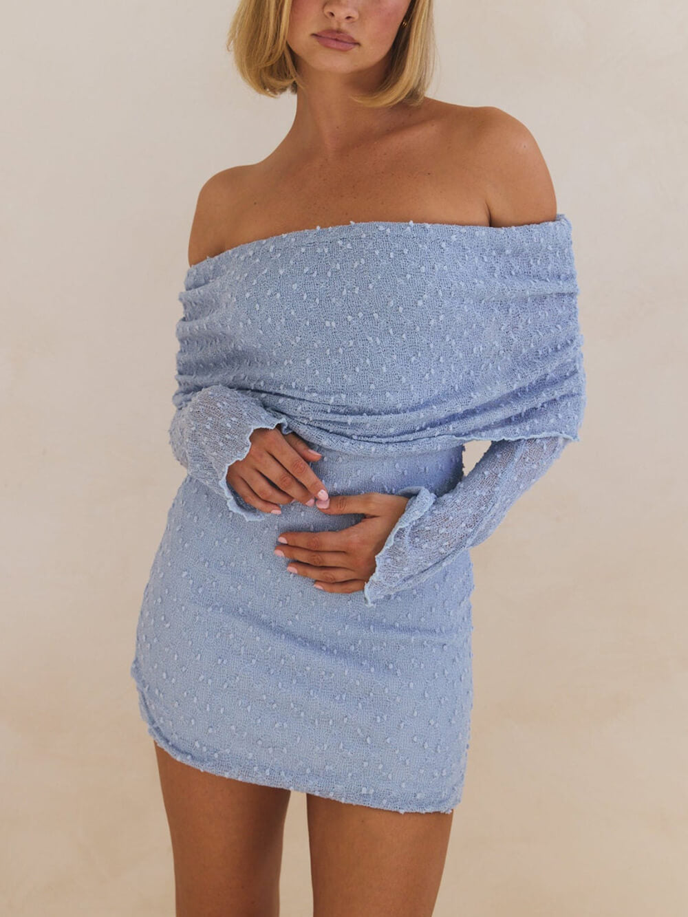 Sexy Knit Hollow Off-Shoulder Mini Dress
