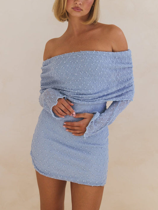 Sexy Knit Hollow Off-Shoulder Mini Dress