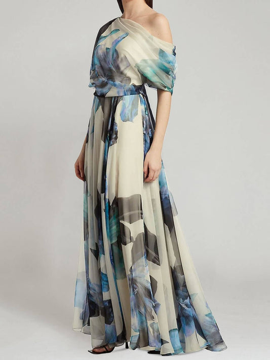 Lace-up Lolita Flared Print Dress