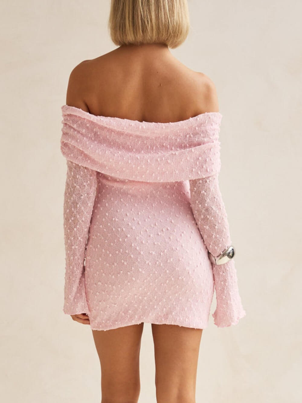 Sexy Knit Hollow Off-Shoulder Mini Dress