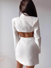 Double-Breasted Blazer Dress with Back Cutout