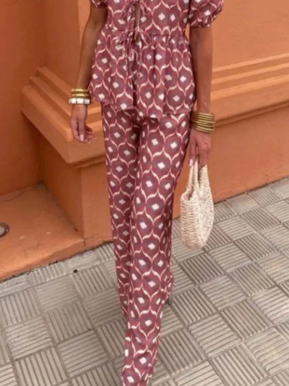 Floral Print Elastic Loose Pants