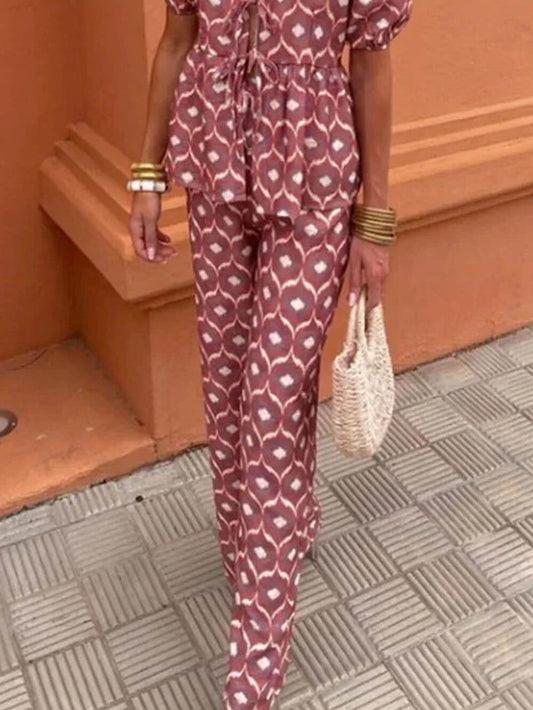 Floral Print Elastic Loose Pants